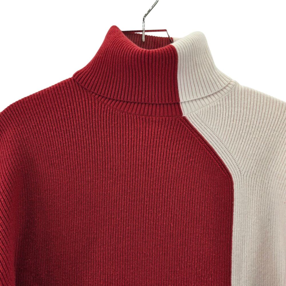 Badgley Mischka Turtleneck Sweater Womens Small Colorblock Red White Gray Ribbed - Picture 3 of 12